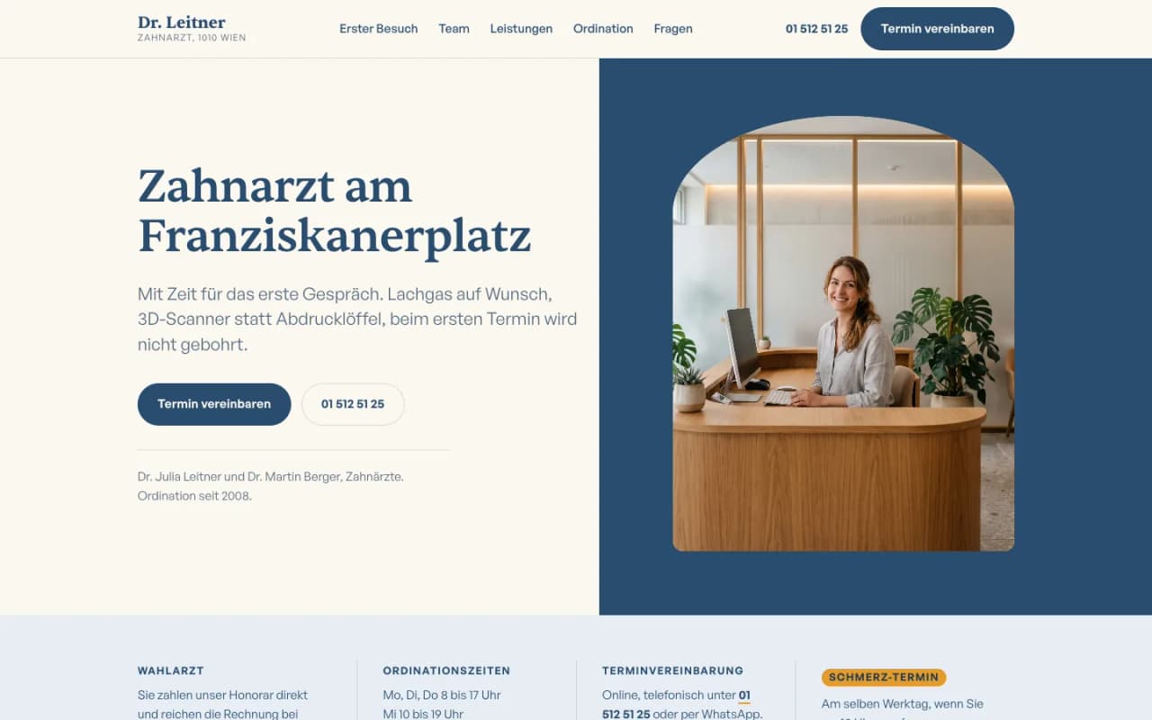 DR. LEITNER, Startseite der Demo